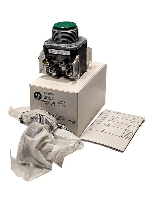 Allen-Bradley 800T-A1B Series T 30 mm Green Flush Head Pushbutton