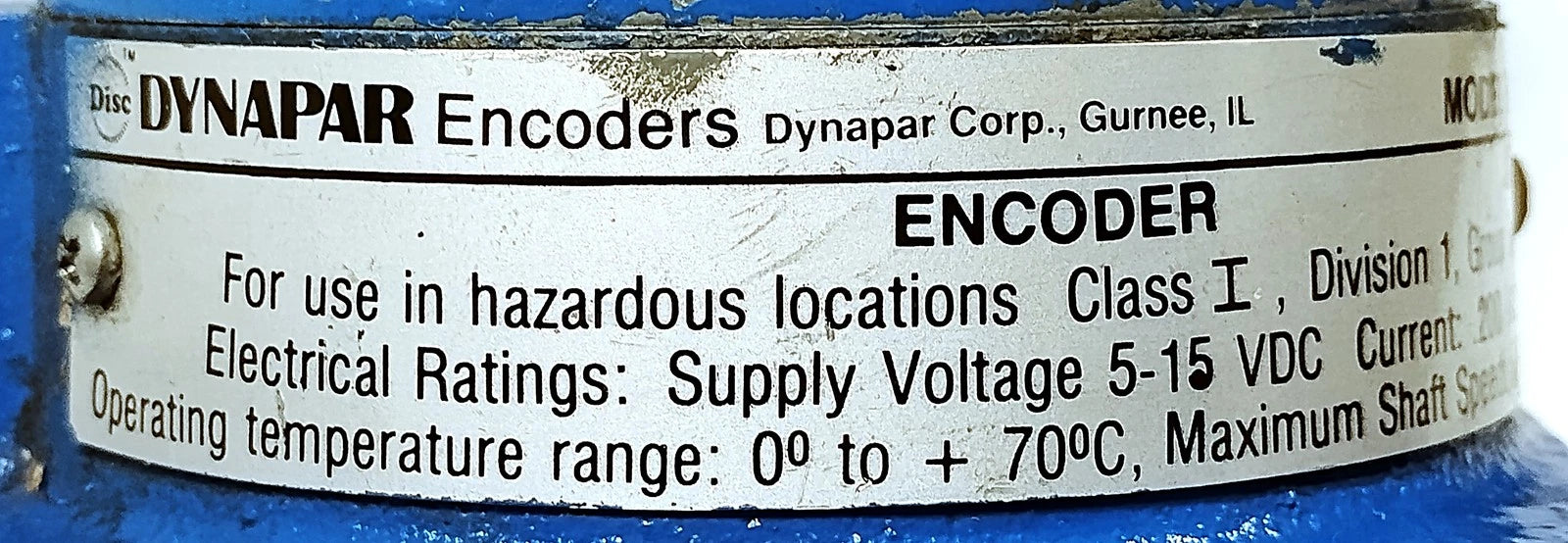Dynapar EX6251000024 5-15 VDC 0.2 A 1000 ppr Explosion Proof Incremental Encoder
