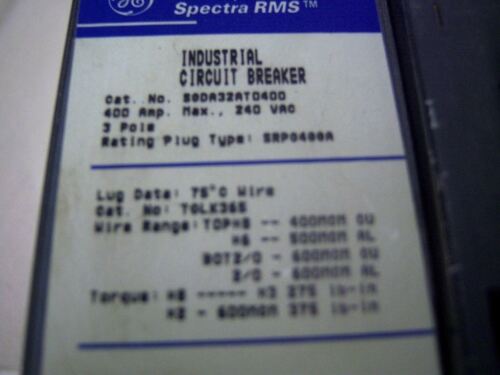 GE Circuit Breaker SGDA3AT0400 240V SGD 3P 400A
