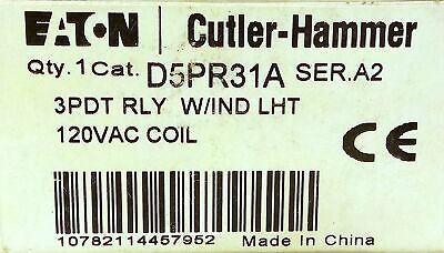 Eaton D5PR31A Ser A2 120 V AC 3PDT Plug-In Relay w/ Indicator Light