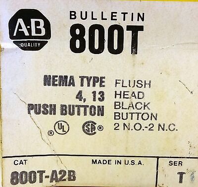 Allen-Bradley 800T-A2B Ser T Black Flush Head Pushbutton
