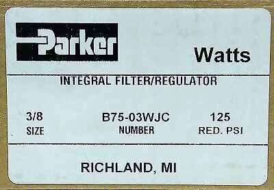 Parker B75-03WJC 3/8 NPT 125 psi Compressed Air Filter/Regulator