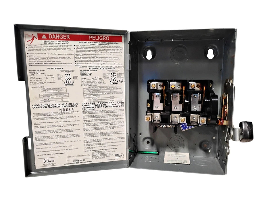 Square D D321N 240 V AC 30 A Fusible Type 1 General Duty Safety Switch