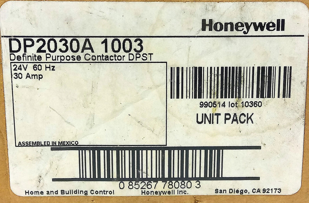 Honeywell DP2030A 1003 24 V AC 30 A 2-Pole Definite Purpose Contactor