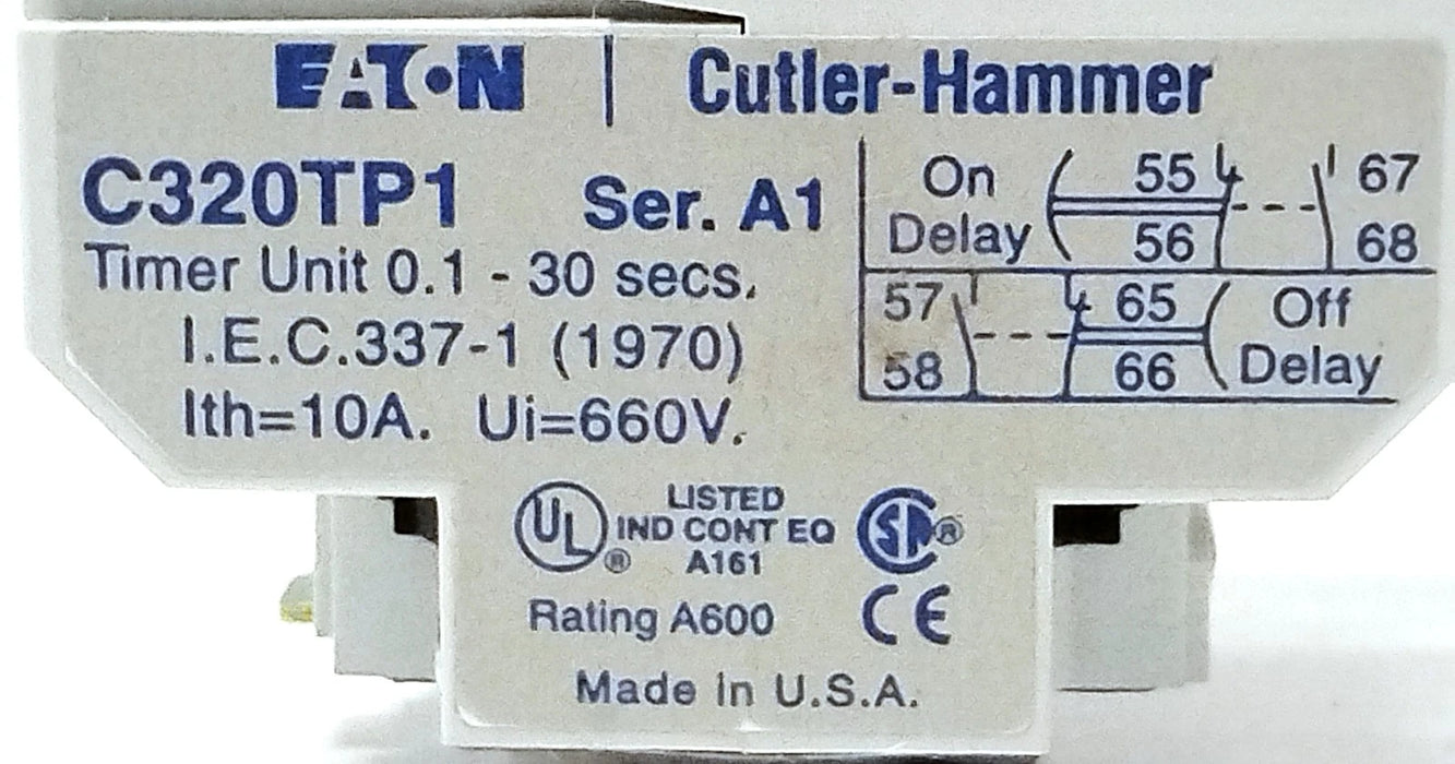 Eaton C320TP1 660 V 10 A 0.1-30 Sec Pneumatic Timer for Contactors