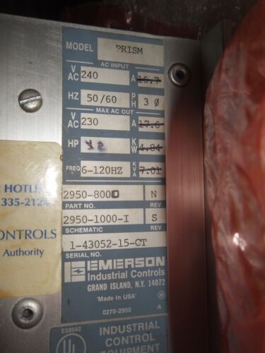 Emerson 2950-8000 Prism AC Drive 240VAC 2HP