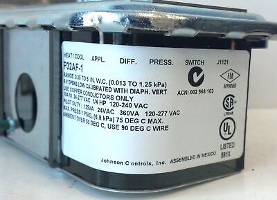 Johnson Controls P32AF-1C 120/240VAC .05-5" WC SPDT Differential Pressure Switch