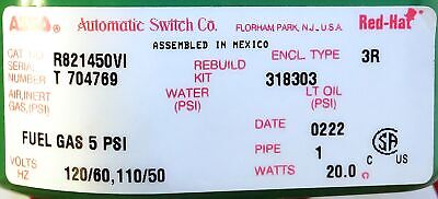 ASCO R821450VI 110/120V 20W Fuel Gas Solenoid Valve