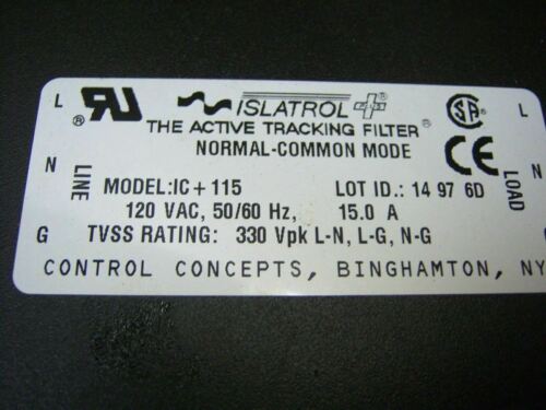 Control Concepts Islatrol Tracking Filter IC+115 15A 120 VAC 1 PH