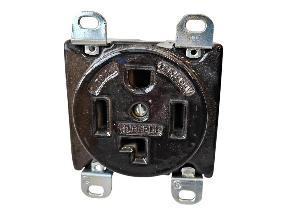 Hubbell 9430 HBL9430 30 A 125/250 V 4-Wire Porcelain Grounding Flush Receptacle