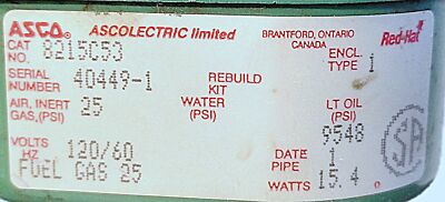 ASCO 8215C53 120 V AC 25 psi Solenoid Valve