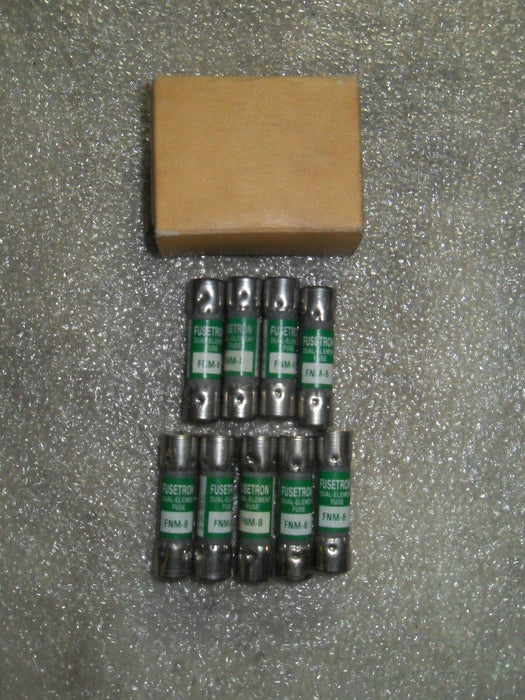 9 Bussmann Fusetron FNM-8 250VAC Dual Element Fuses