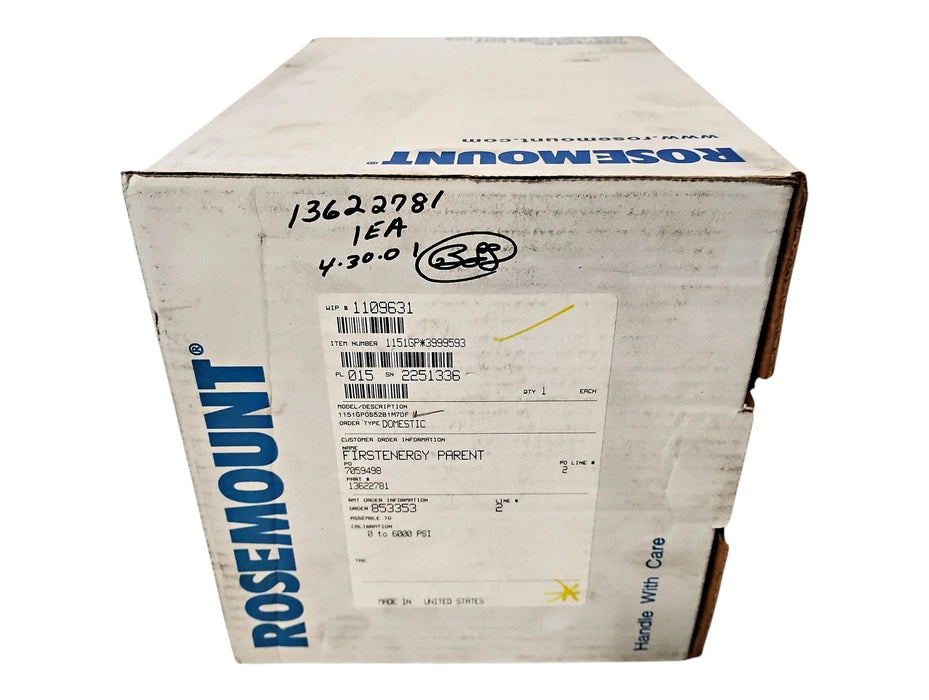Emerson Rosemount 1151GP0S52B1M7DF 0-6000 PSI Smart Pressure Transmitter