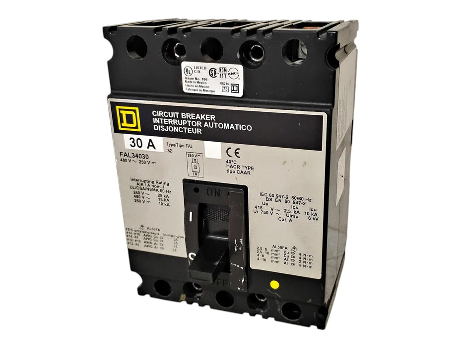 Square D FAL34030 480 V AC 250 V DC 30 A 3 P Circuit Breaker