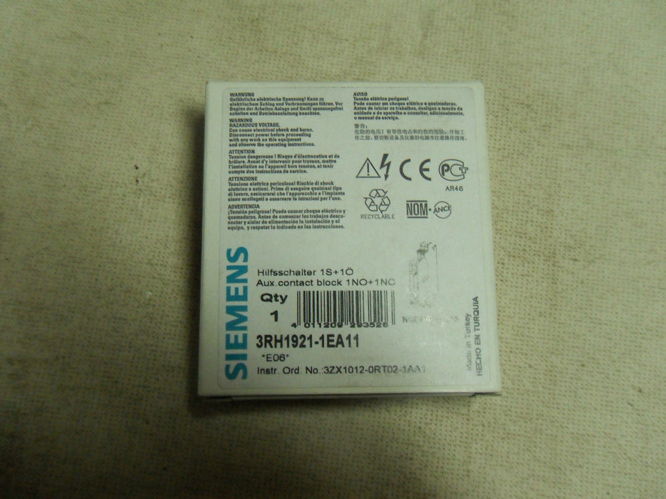 Siemens 3RH1921-1EA11 Auxiliary Contact
