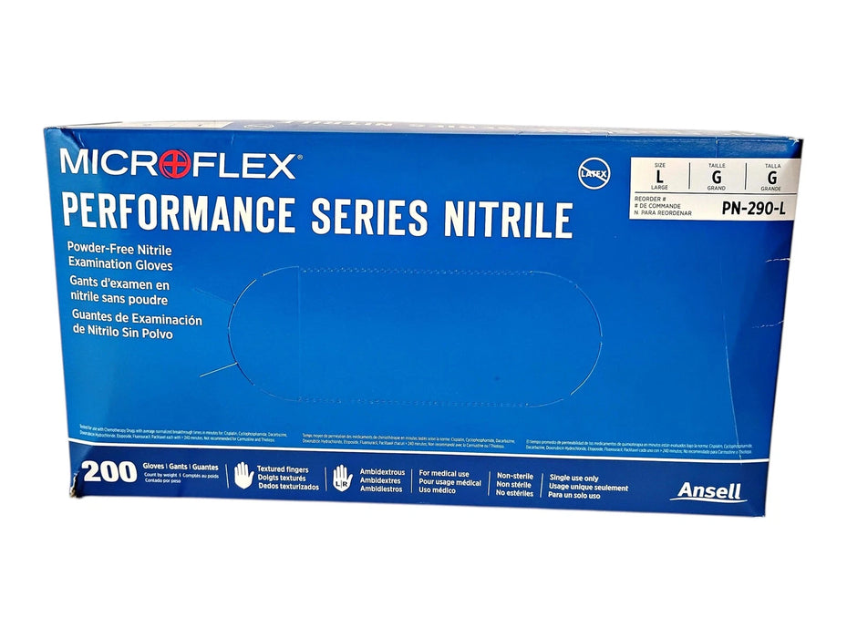 Ansell Microflex PN-290-L Large Powder-Free Performance Series Nitrile Gloves