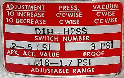 Barksdale D1H-H2SS Pressure Switch