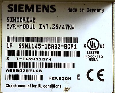 Siemens 6SN1145-1BA02-0CA1 SIMODRIVE 611 47kW Infeed Module