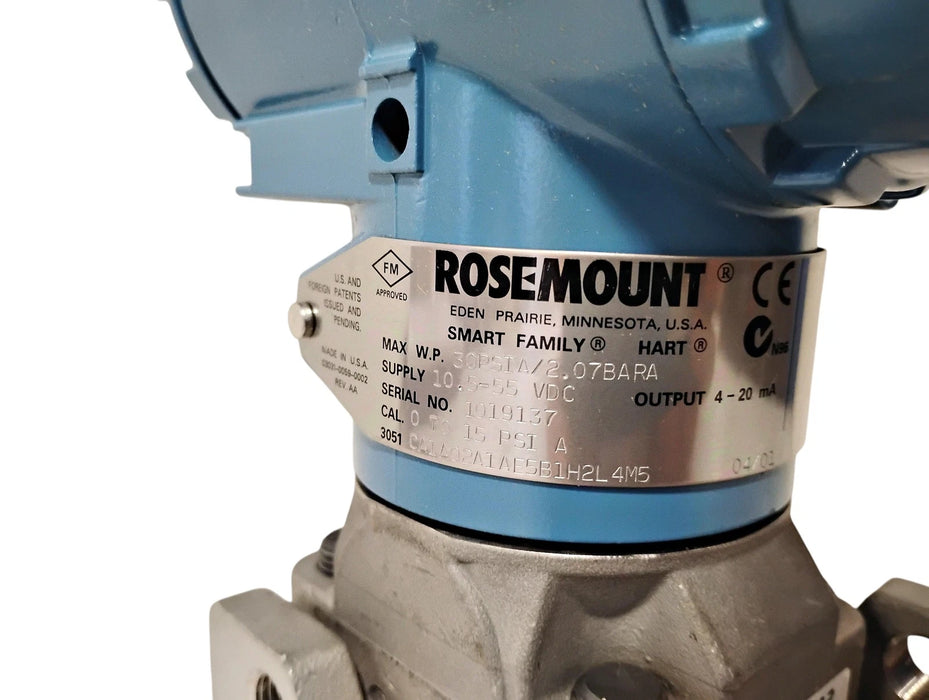 Emerson Rosemount 3051CA1A02A1AE5B1H2L4M5 0-15PSIA Coplanar Pressure Transmitter