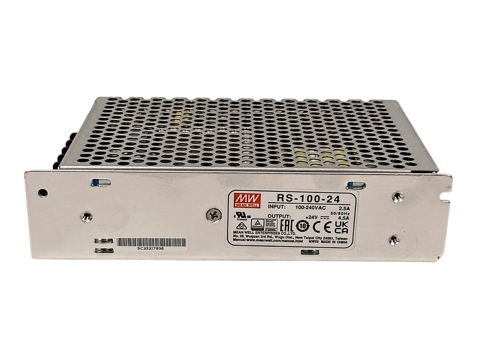 Mean Well RS-100-24 Power Supply w/ 100-240VAC 2.5 A Input / 24VDC 4.5 A Output