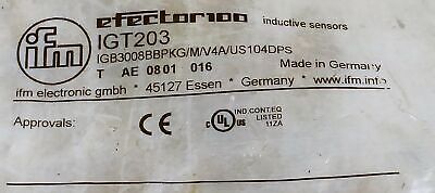 IFM / Efector IGB3008BBPKG/M/V4A/US-104-DPS-IGT203 Inductive Proximity Sensor