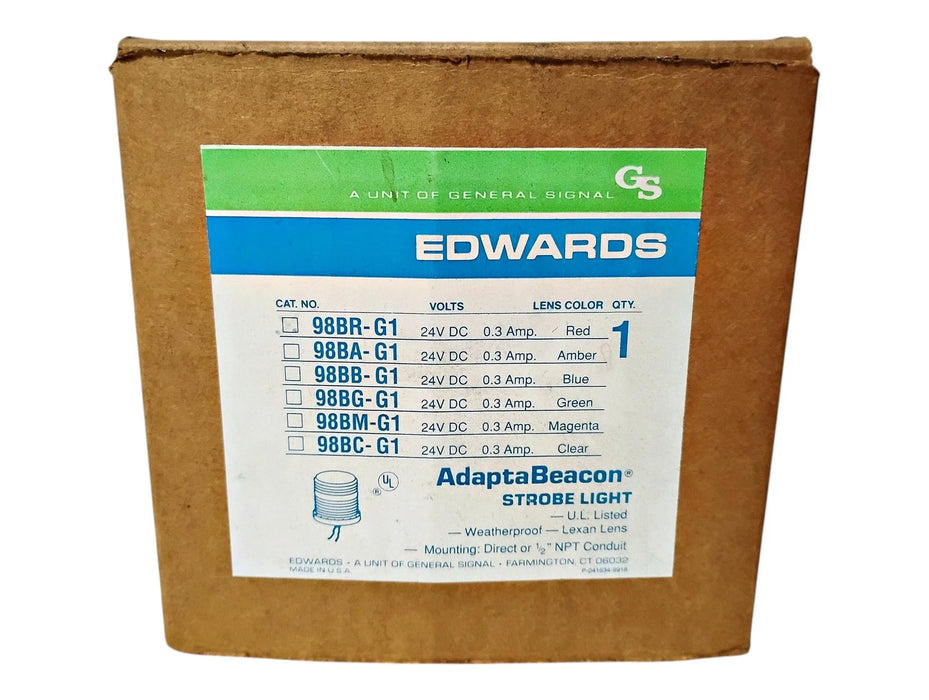 Edwards Signaling 98BR-G1 24 V DC 0.3 A Red Lexan Weatherproof Strobe Light