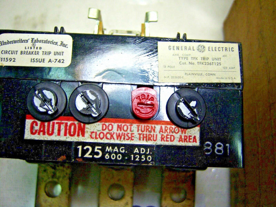 GE Trip Unit TFK36T125 3P 600VAC 125A