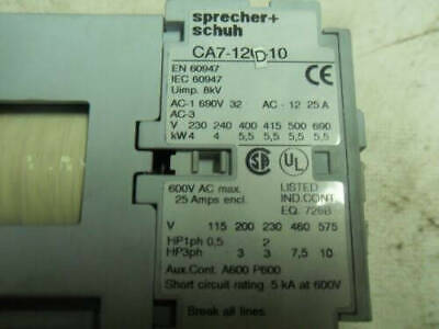 Sprecher And Schuh CA7-12D-10 Contactor