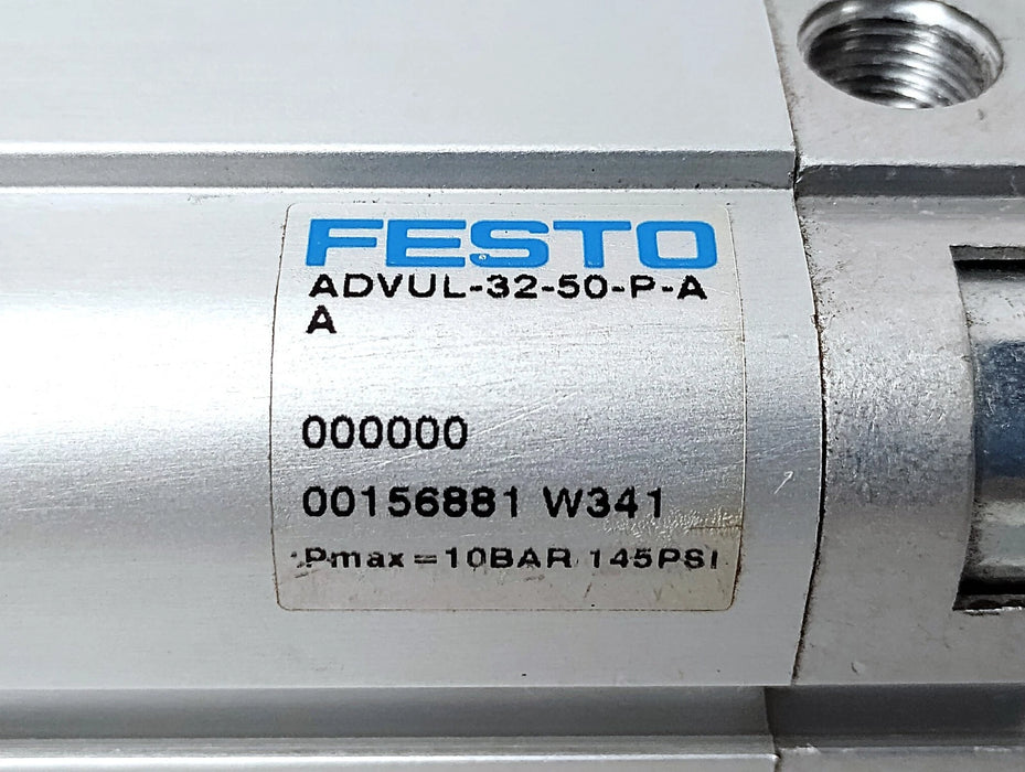 Festo ADVUL-32-50-P-A 10 bar Pneumatic Cylinder w/ 32 mm Bore and 50 mm Stroke