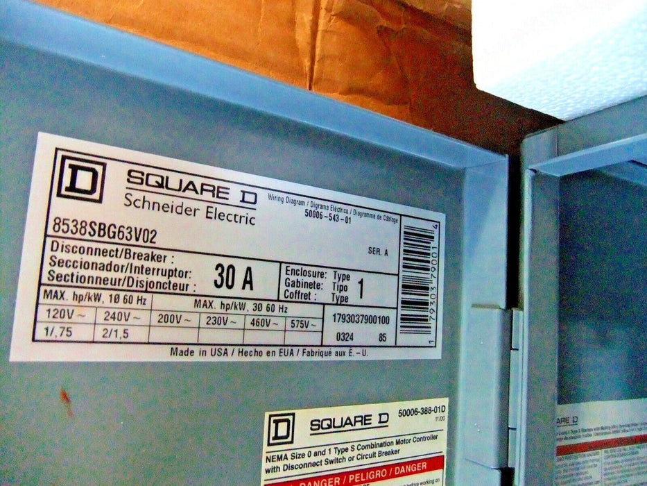 Square D Fusible Disconnect 8538SBG63V02