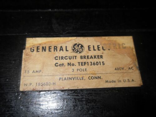 GE TEF136015 3P 15A 600 VAC Circuit Breaker