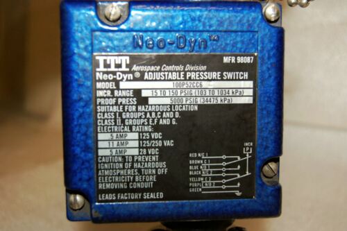 ITT NEO-DYN 100P52CC6 ADJUSTABLE PRESSURE SWITCH