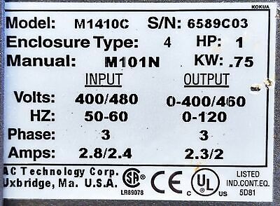 Lenze Americas M1410C 400-480V 1HP Variable Frequency Drive in NEMA 4 Enclosure