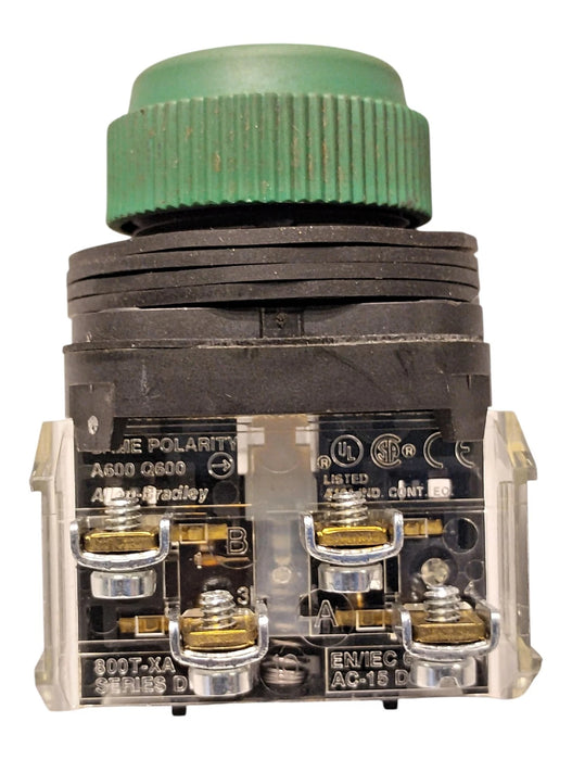 Allen-Bradley 800H-R1A Ser G Full Voltage 10 A 30 mm Green Momentary Pushbutton
