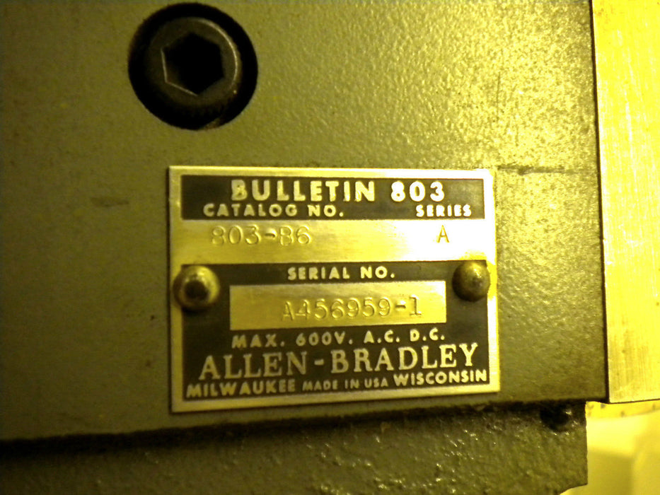 Allen-Bradley 803-B6 Rotary Cam Limit Switch