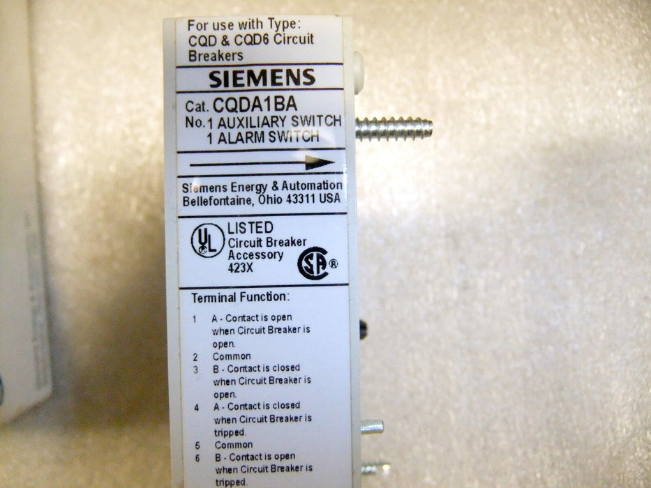 Siemens CQDA1BA Breaker Auxiliary Switch