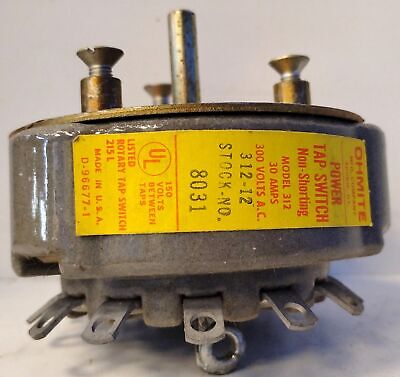 Ohmite 312-12 300 V AC 30 A Non-Shorting Power Tap Switch