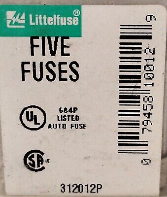 Littelfuse 312012P 32 V AC 12 A Fast Acting Glass Fuse - Lot of 10