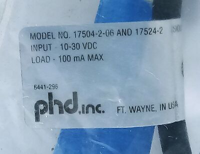 PHD 17524-2 10-30 V DC Solid State Proximity Switch w/ Connector and Indicator
