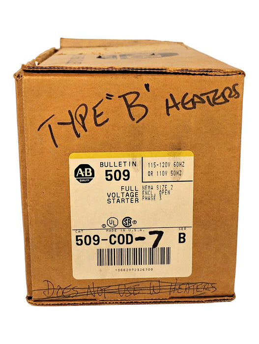 Allen-Bradley 509-COD 600VAC 45A 3-Pole Non-Reversing Starter w/ 110/120VAC Coil