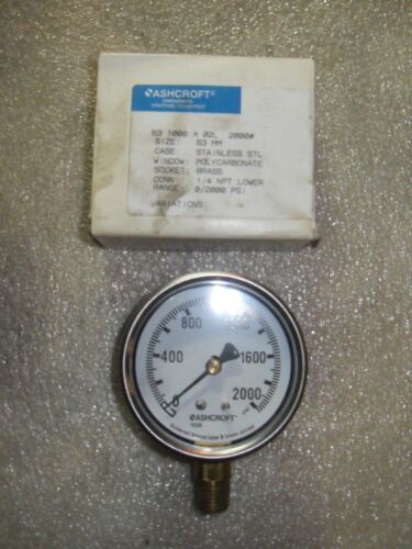 1 ASHCROFT 63 1008 A 02L 2000# PRESSURE GAUGE