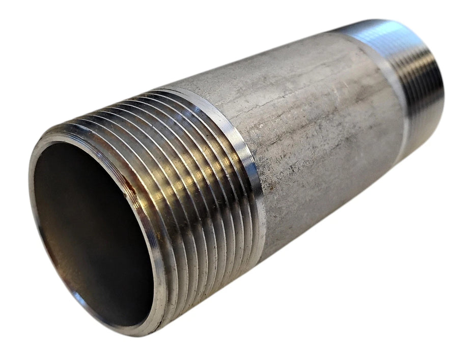 Merit Brass 4020-400 1-1/4" x 4" L MNPT Sch 40 304 Stainless Steel Pipe Nipple