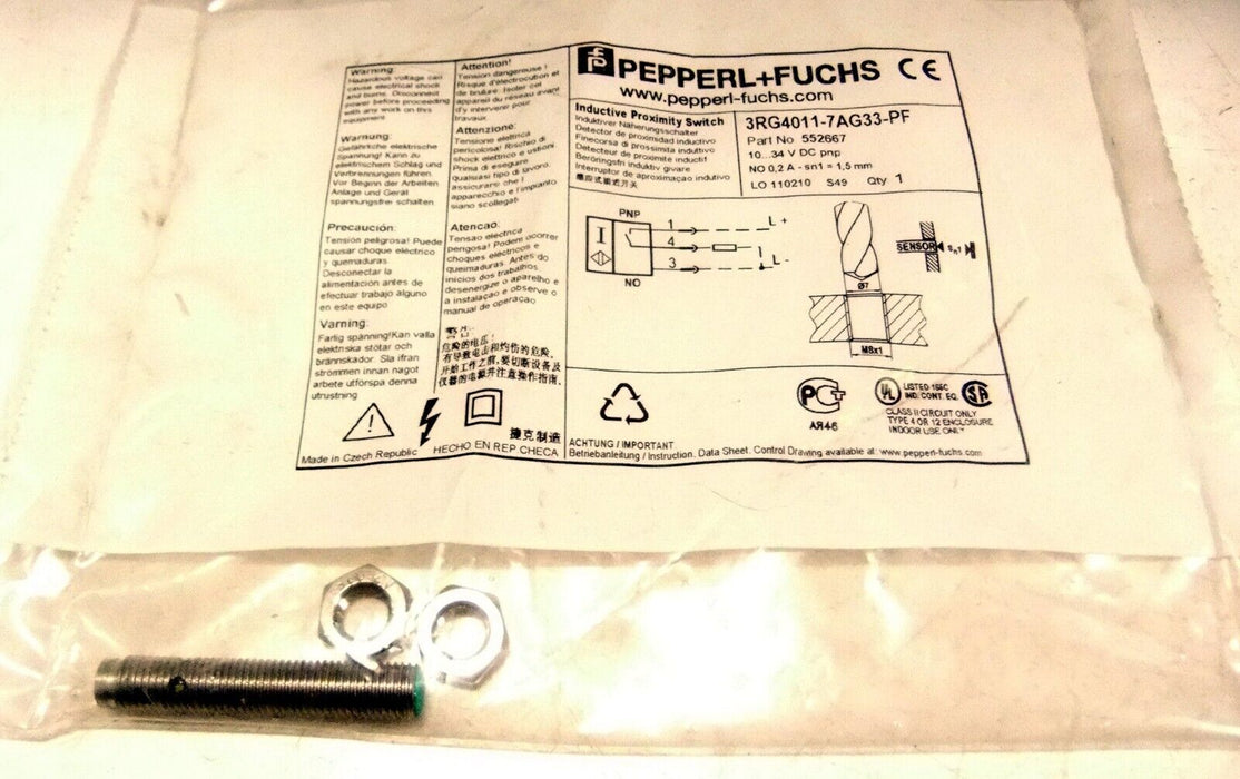 Pepperl Inductive Sensor 3RG4011-7AG33-PF