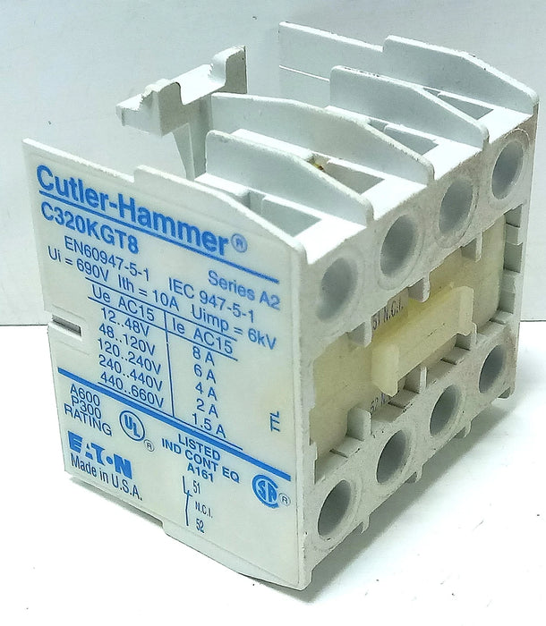 Cutler-Hammer C320KGT8 Auxiliary Contact Block for Contactors