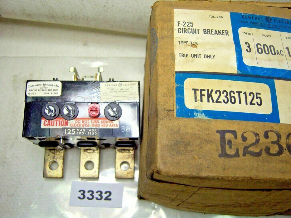GE Trip Unit TFK36T125 3P 600VAC 125A