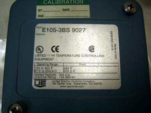 United Electric Temperature Controller E105-3BS-9027