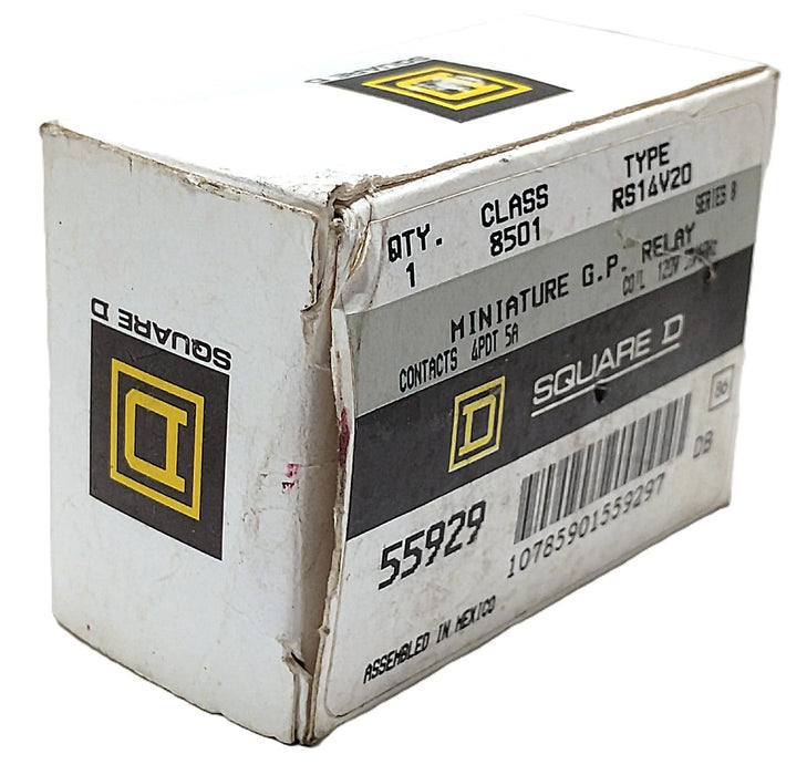 Square D 8501-RS14-V20 120 V Ac 8 A 4PDT Miniature Ice Cube Relay