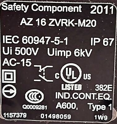 Schmersal AZ16ZVRK-M20 Interlock Safety Component