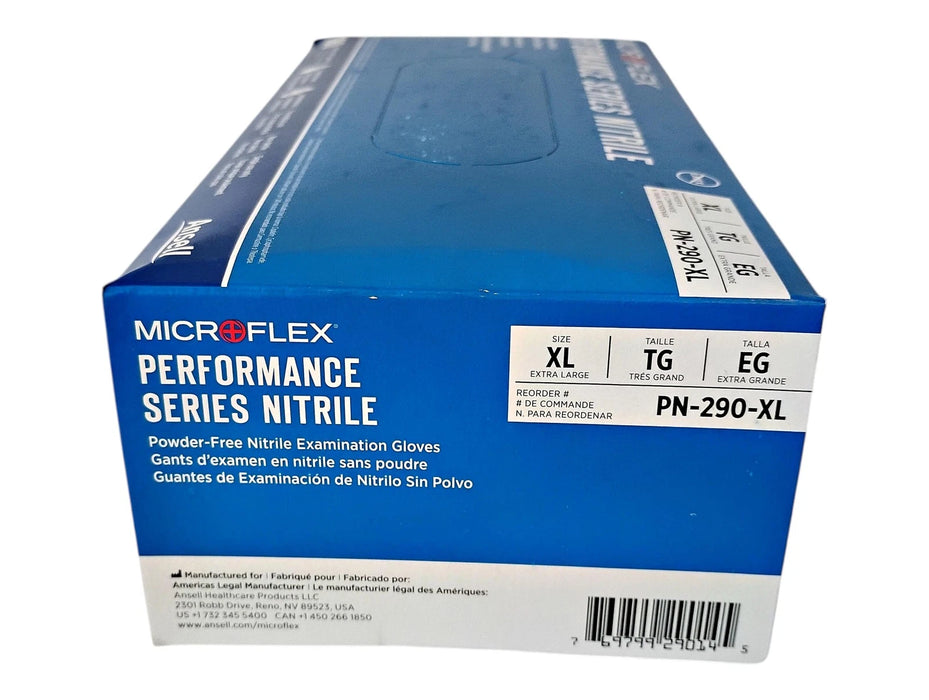 Ansell Microflex PN-290-XL X-Large Powder-Free Performance Series Nitrile Gloves