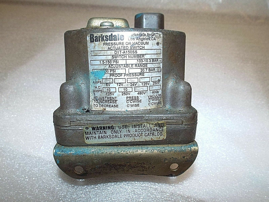 Barksdale D1T-A150SS Pressure Or Vacuum Actuated Switch